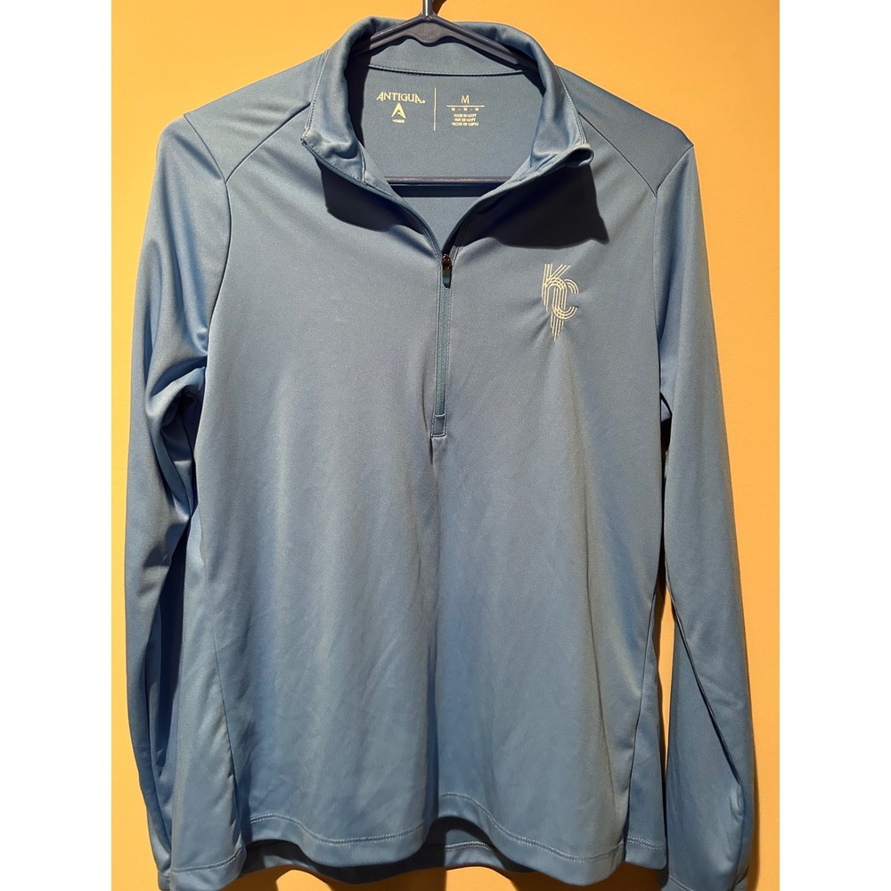 Antigua Womens Kansas City Royals Blue 1/4 Zip Pullover Athletic Shirt M